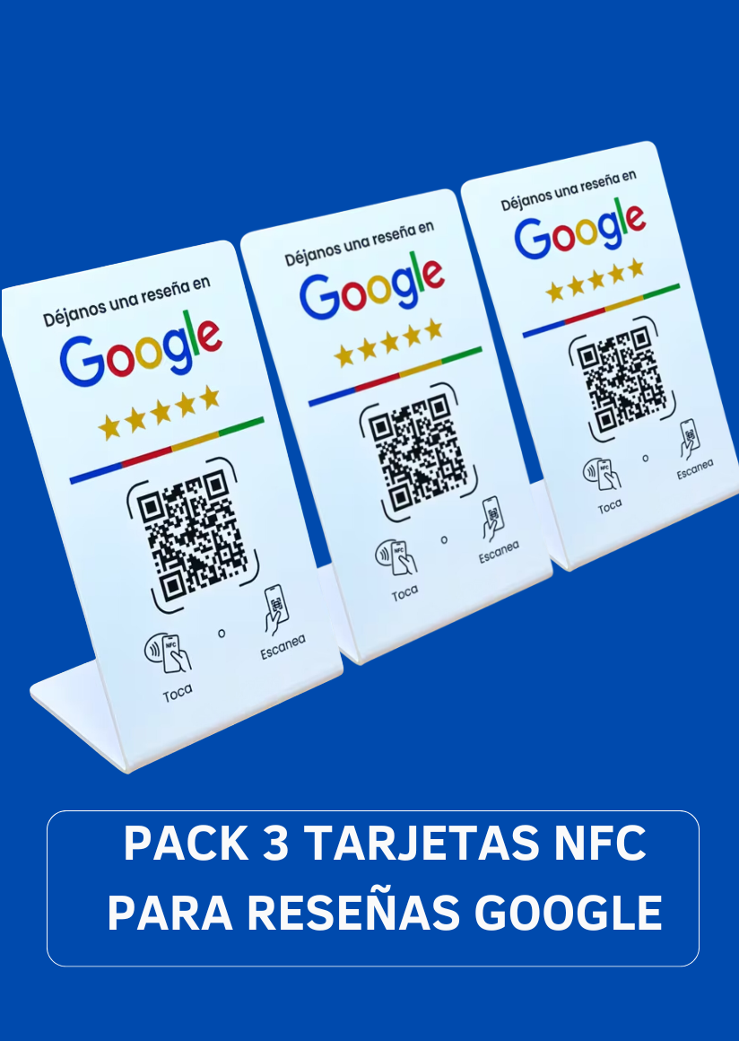 PACK X3 STAND PARA RESEÑAS CON CODIGO QR Y NFC
